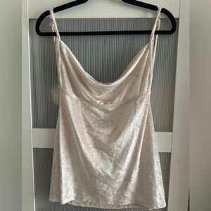 Free People All Night Velvet Sleeveless Top Champagne $68